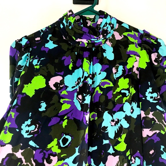 NWT Essentiel Antwerp Wengling Silk Mock Neck Floral Tie Sash Winter 2020 Dress - Picture 5 of 16